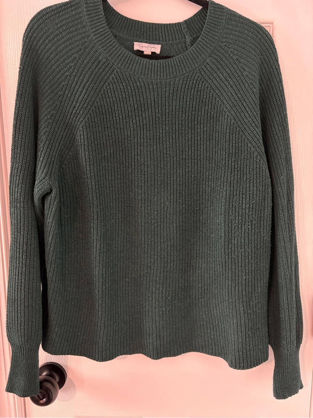Jessica Simpson Forest Green Ribbed Crewneck Sweater